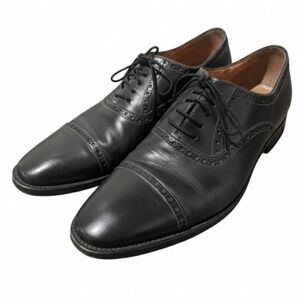 Santoni Italy shoes  9.5 Black Leather Brogue Oxford Dress Shoes Wingtip